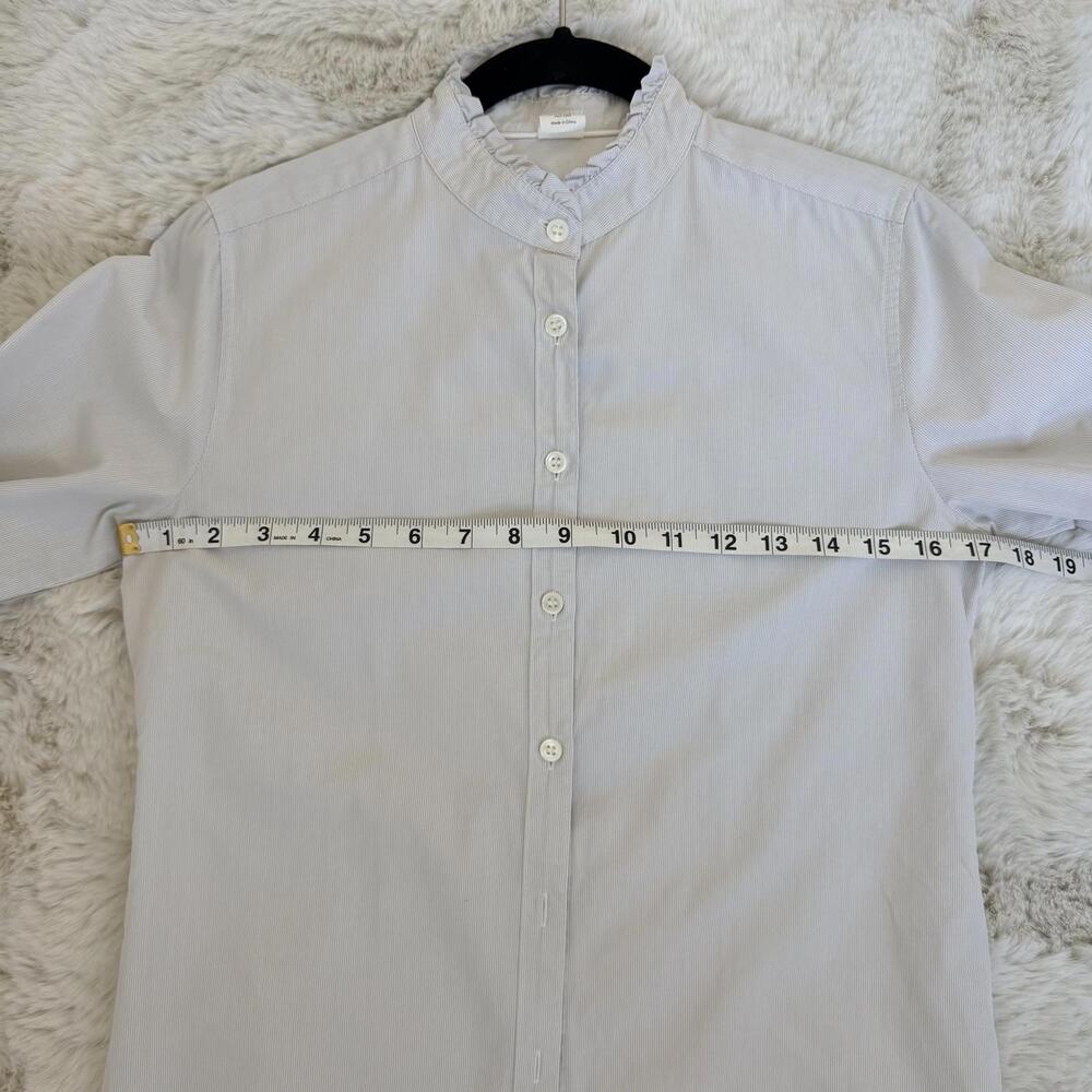 J.Crew Button Down Shirt Size 4 Cotton Ruffle Collar Long Sleeve Classic - Picture 6 of 7